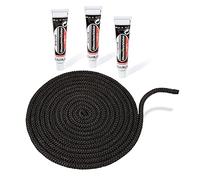 LANZZAS Cordon d'étanchéité pour cheminée et four - Diamètre : 8 mm - Longueur : 4 m - Pour porte de cheminée - Résistant à la chaleur jusqu'à 550 °C - Avec colle de montage ignifuge.