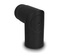 LANZZAS Coude à 90° pour tuyau de poêle (forme ogivale) avec porte, diamètre nominal 150 mm, couleur : noir métallisé