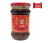 Lao Gan Ma Sauce piquante du Chili croustillant, 1 x 7,5 oz, idéale pour les plats asiatiques, les soupes et les collations, Crispy Chilli à l'huile, sauce à l'huile de piment, 210 g - Trinovi