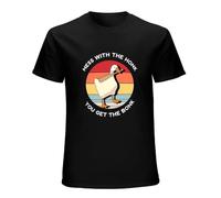 LAO-WANG Street T-Shirt Mess with The Honk You Get The Bonk Goose Meme Duck Funny Vintage Mens Black M