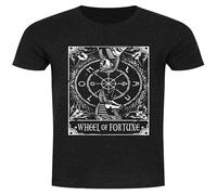 LAO-WANG Unisex T-Shirt Deadly Tarot Wheel of Fortune Heather Denim Men's Black Black XL