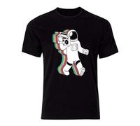 LAO-ZHANG Astronaut on The Radio Rainbow Music Spaceman Bevintage Mens Tshirt Top S