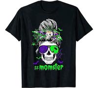 LAO-ZHANG Costume Skull Mom Messy Hair Bun Monster T-Shirt L