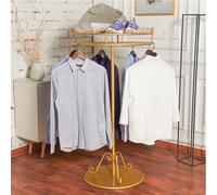 Laohucai Portant à vêtements Rond Rotatif, Robuste et Portable, idéal pour Les Chambres et Les boutiques(Gold)