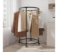 Laohucai Portant à vêtements Rond sur Pied avec roulettes, présentoir Portable pour vêtements de Vente au détail, idéal pour Les Chambres, Les boutiques et Les commerces (75 x 75 x 135 cm)(Black)