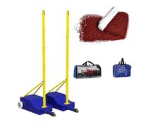 Laohucai Poteaux de Volley-Ball et de Badminton Robustes avec Deux Filets et Base lestée Rechargeable, pour pelouses et plages, Filets de Volley-Ball et de Badminton Inclus