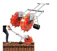 Laohucai Semoir Manuel à Rouleau, Machine à semer portative pour Jardin, planteur de Rangs, Chariot de Jardin à Double Roue, 12 Buses en Acier, espacement des Plantes/Profondeur de semis réglables