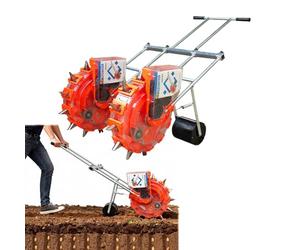 Laohucai Semoir Manuel à Rouleau, Machine à semer portative pour Jardin, planteur de Rangs, Chariot de Jardin à Double Roue, 12 Buses en Acier, espacement des Plantes/Profondeur de semis réglables