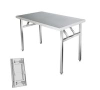 Laohucai Table de Travail Pliable Professionnelle en Acier Inoxydable, Table de préparation Alimentaire Robuste, pour Barbecue, Cuisine, Restaurant, hôtel, Garage, buanderie(100x50x72cm)