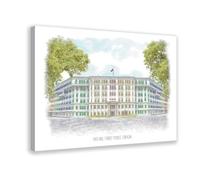 Laojie Peinture sur toile pour salon, chambre à coucher Motif station de police de montagne 30 x 45 cm