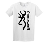 Laolaifu Men's Casual Shirt New Printed Funny Vertical Logo Browning Printed Short Sleeves White L