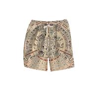 LAOLIUSN Short de bain Mexico pour homme Motif aztèque, beige, Taille L