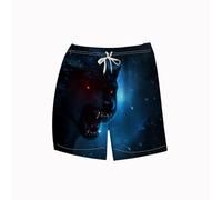 LAOLIUSN Short de bain Wolf pour homme avec motif animal, noir, X-Large