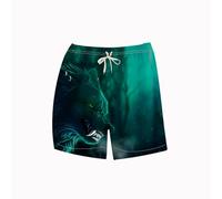 LAOLIUSN Short de bain Wolf pour homme avec motif animal, vert, Large