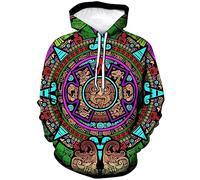 LAOLIUSN Sweat à capuche aztèque pour homme avec motif totems mayas, imprimé sur le thème mexicain, violet, X-Large