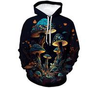 LAOLIUSN Sweat à capuche champignon - Thème artistique coloré, sweatshirt graphique champignon, marron, Medium
