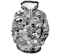 LAOLIUSN Sweat à capuche hipster hip-hop urbain graffiti street art pull amusant pour homme, gris, 3X-Large