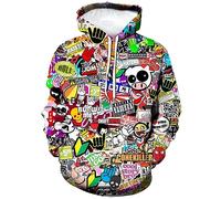 LAOLIUSN Sweat à capuche hipster hip-hop urbain graffiti street art pull amusant pour homme, Rouge, Large