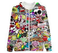 LAOLIUSN Sweat à capuche hipster hip-hop urbain graffiti street art zippé pull amusant pour homme, doré, Medium