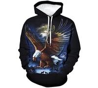 LAOLIUSN Sweat à capuche motif aigle pour homme - Thème animal - Sweat graphique réaliste, bleu, Large
