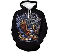 LAOLIUSN Sweat à capuche motif aigle pour homme - Thème animal - Sweat graphique réaliste, gris, Large
