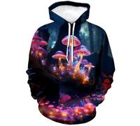 LAOLIUSN Sweat à capuche motif champignon amusant, violet, Large