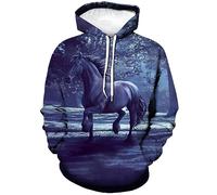 LAOLIUSN Sweat à capuche motif cheval pour homme - Thème animal - Sweat graphique réaliste, violet, Large