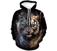 LAOLIUSN Sweat à capuche tigre pour homme - Thème animal - Sweat à capuche graphique réaliste, noir, Medium