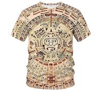 LAOLIUSN T-shirt aztèque pour homme avec motif totems mayas, imprimé sur le thème mexicain, beige, Taille L