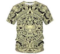 LAOLIUSN T-shirt aztèque pour homme avec motif totems mayas, imprimé sur le thème mexicain, gris, Taille M