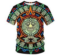 LAOLIUSN T-shirt aztèque pour homme avec motif totems mayas, imprimé sur le thème mexicain, vert, Taille XL