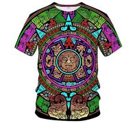 LAOLIUSN T-shirt aztèque pour homme avec motif totems mayas, imprimé sur le thème mexicain, violet, Taille M