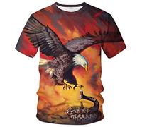 LAOLIUSN T-shirt d'été à manches courtes pour homme Motif aigle à tête blanche, Rouge, Taille M