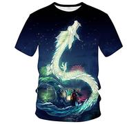 LAOLIUSN T-shirt d'été à manches courtes pour homme Motif dragon, vert, Taille S