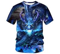LAOLIUSN T-shirt d'été à manches courtes pour homme Motif dragon, violet, Taille XL