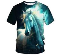 LAOLIUSN T-shirt motif cheval pour homme - Thème animal - T-shirt graphique réaliste, bleu, Taille 4XL