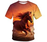 LAOLIUSN T-shirt motif cheval pour homme - Thème animal - T-shirt graphique réaliste, Orange, Taille 4XL