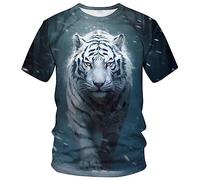 LAOLIUSN T-shirt tigre pour homme - Thème animal - T-shirt graphique réaliste, gris, XX-Large