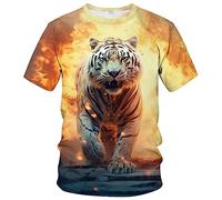 LAOLIUSN T-shirt tigre pour homme - Thème animal - T-shirt graphique réaliste, jaune, Taille L