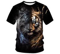 LAOLIUSN T-shirt tigre pour homme - Thème animal - T-shirt graphique réaliste, noir, Taille M