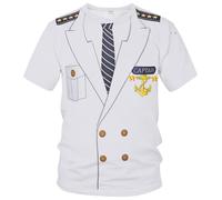 LAOLIUSN T-shirts de smoking pour homme - Costume Tux et cravate - T-shirt cadeau, Capitaine blanc, Taille M