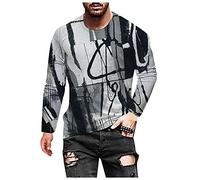 LAOLUO 2022 Nouveau Tee Shirt Homme Automne Casual Mode T-Shirt Manches Longues Hommes Pas Cher Chemises Imprimé 3D Artistique Col Rond Homme Grande Taille Blouse Tops Confortable Streetwear