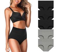 LAOLUO Culotte Coton Femmes sans Couture Taille Haute sous-vêtements Doux Elasticité Confortable Lingerie Couleur Unie Pas Cher Slips Casual Quotidien Yoga Sports Simple Pyjama Lot de 5