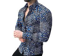LAOLUO Funky Chemise Homme coloré Fleur imprimé Casual Manches Longues Hawaïenne Shirt