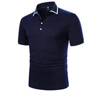 LAOLUO Polo Homme Manche Courte Tennis Golf Slim Fit Printemps Été Casual T-Shirt Imprimé à Pois Chemise à Rayures Patchwork Tops Couleur Unie Col Zipper Col Boutonné Simple Mode Beau Hauts