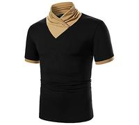 LAOLUO Polo Tennis Golf Manche Courte Homme Slim Fit Printemps Été Casual T-Shirt Imprimé à Pois Chemise à Rayures Patchwork Tops Couleur Unie Col Zipper Col Boutonné Simple Mode Beau Hauts