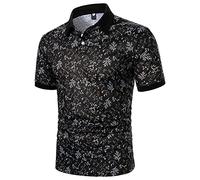 LAOLUO Polo Tennis Golf Manche Courte Homme Slim Fit Printemps Été Casual T-Shirt Imprimé à Pois Chemise à Rayures Patchwork Tops Couleur Unie Col Zipper Col Boutonné Simple Mode Beau Hauts
