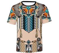 LAOLUO T Shirt Manches Courtes Hommes Mode Africain Imprimé 3D Tee Shirt Homme Casual été Slim Marque Respirant Chemises Moderne Col Rond Chemise Rétro Personnalité Streetwear Tops
