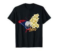 Laos Fierté Laotienne Laotien Jour Drapeau Papillon Fleur T-Shirt