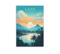 Laos Luang Prabang Poster vintage de voyage - Impression sur toile - Décoration d'intérieur - 20 x 30 cm
